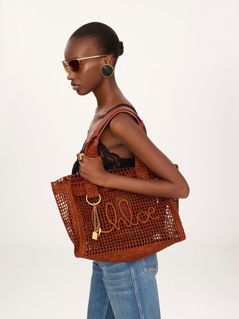 Summer Banana east-west tote bag in raffia