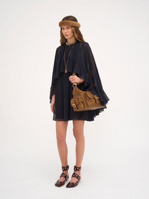 【新品タグ付き】クロエ　Chloe シルククレープデシンミディドレス Lサイズあり【CLEO CLOE/ クレオ クロエ】 オケージョンドレス