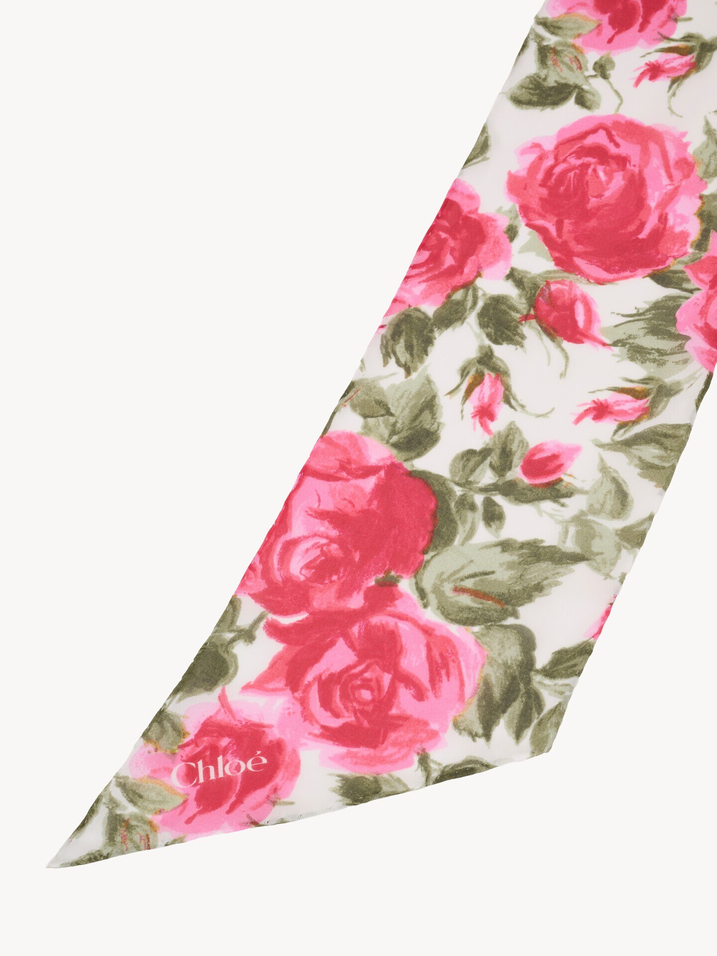 Pa&ntilde;uelo bandeau Chlo&eacute; Wild Flowers de georgette de seda - 4