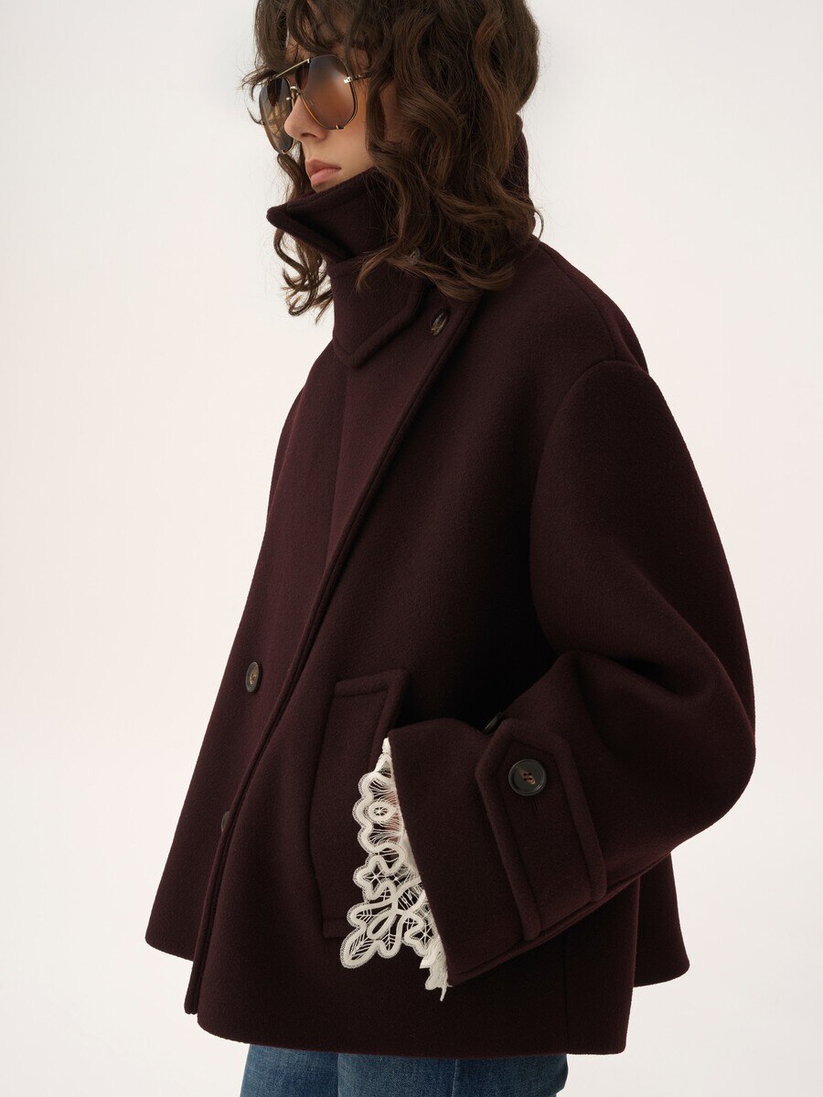 ウール製オーバーサイズ ショートコート 紫 - Chloé