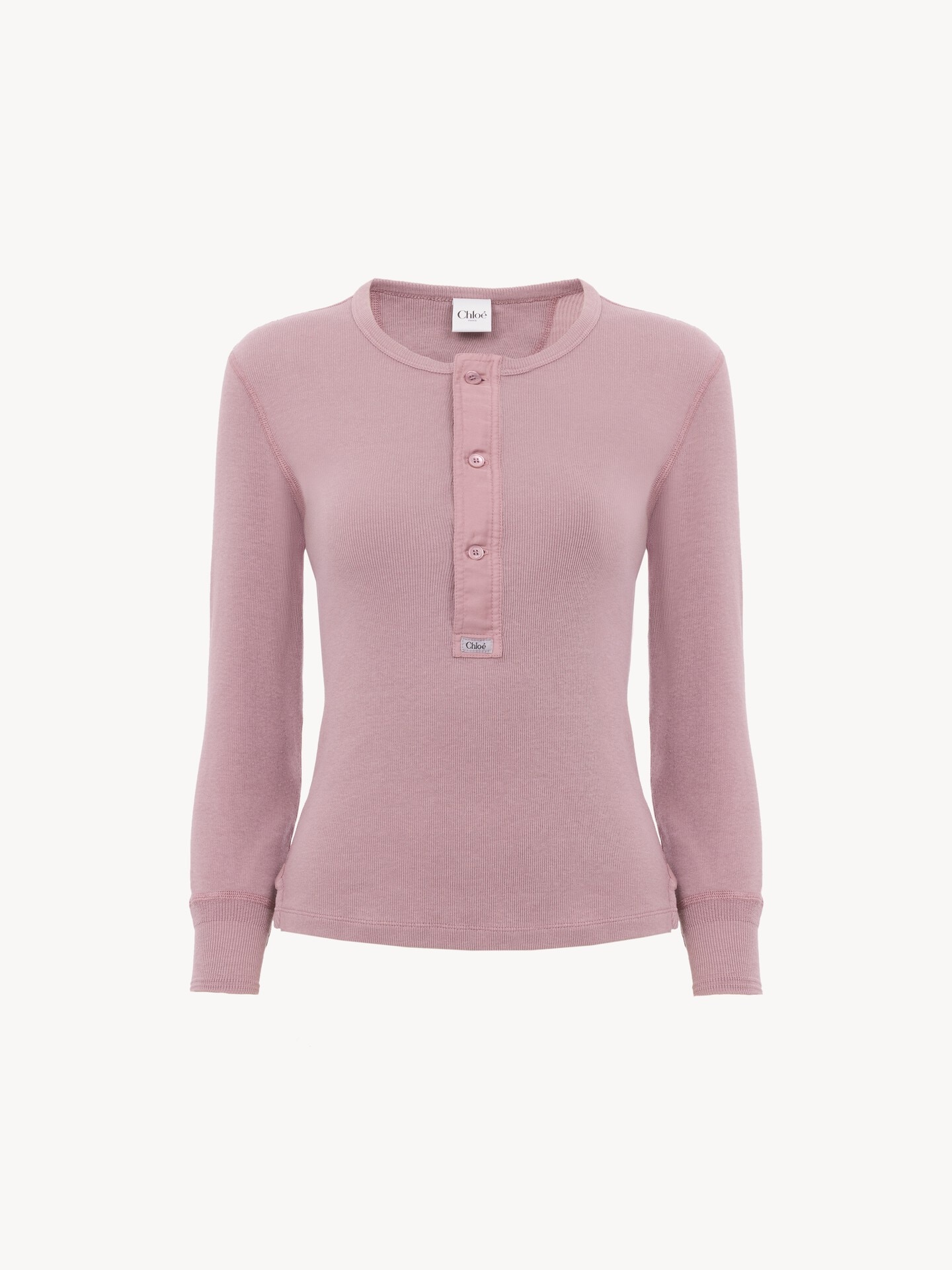 Camisa Henley ajustada de jersey de algod&oacute;n - 1