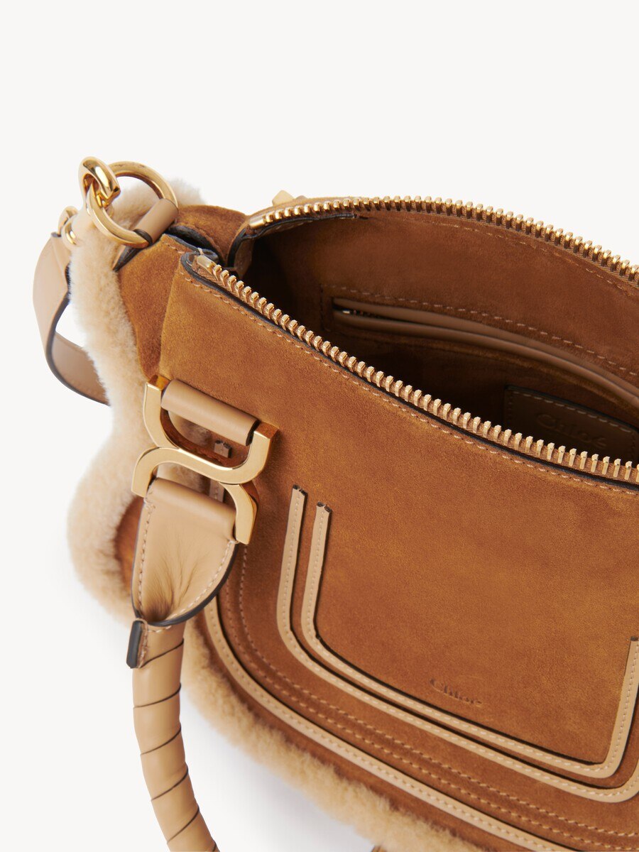 Bolso peque&ntilde;o Marcie de ante y cuero de borrego - 8