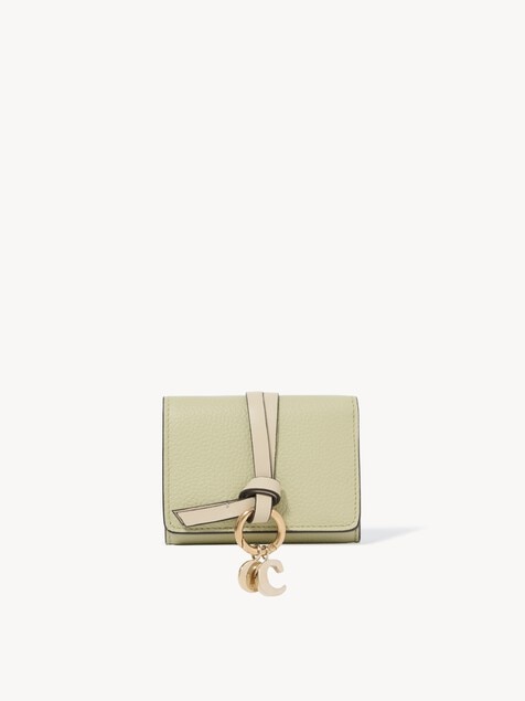 Mini Alphabet tri-fold in grained leather
