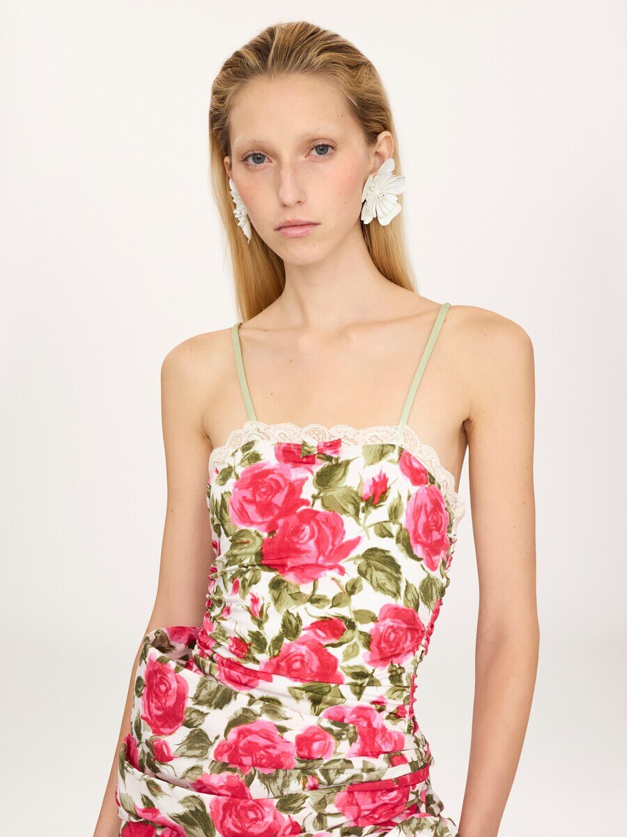 Ruched rose-print bodysuit - 3