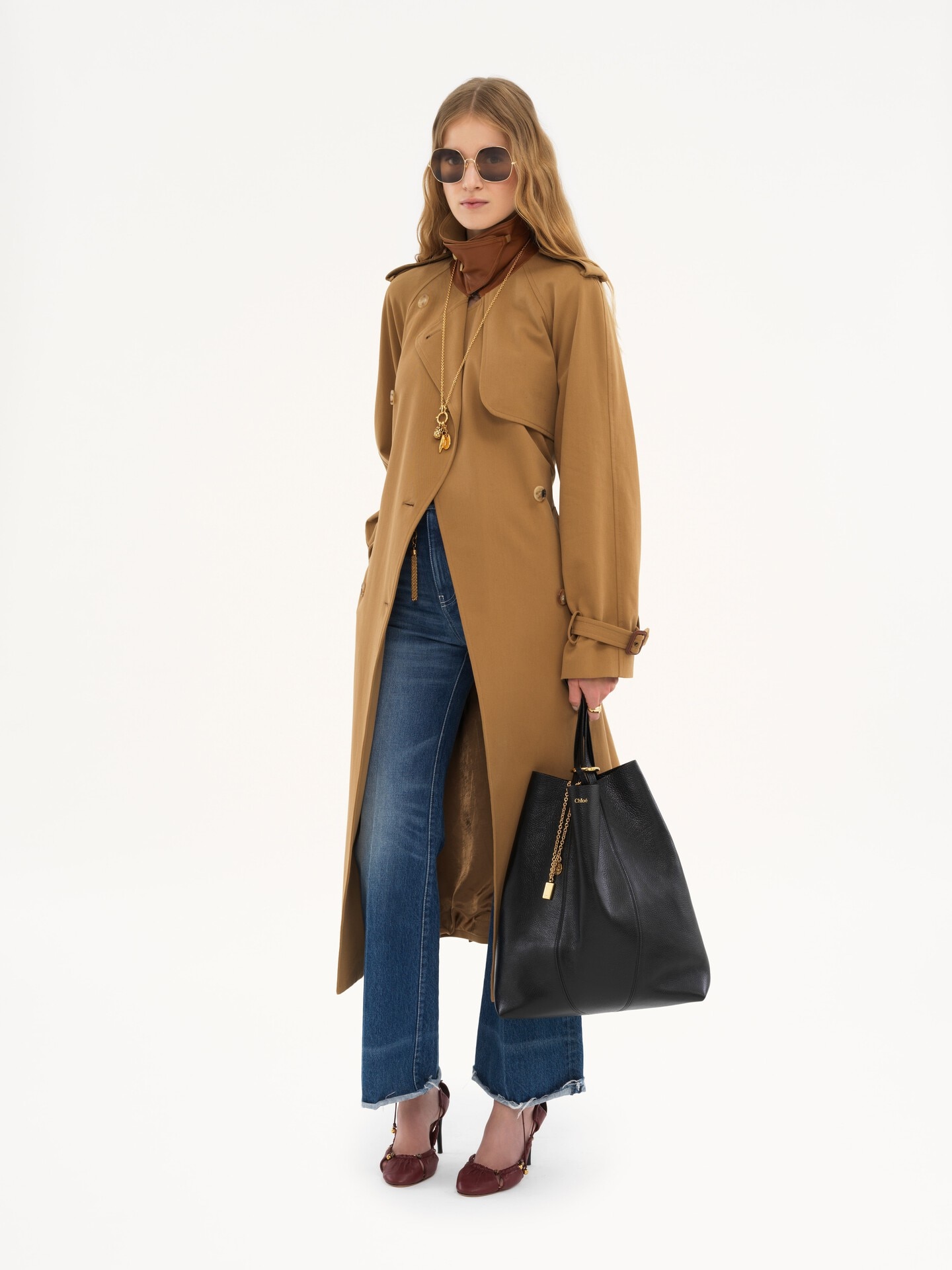 Bolso tote grande Chlo&eacute; Spin de cuero granulado - 7.0