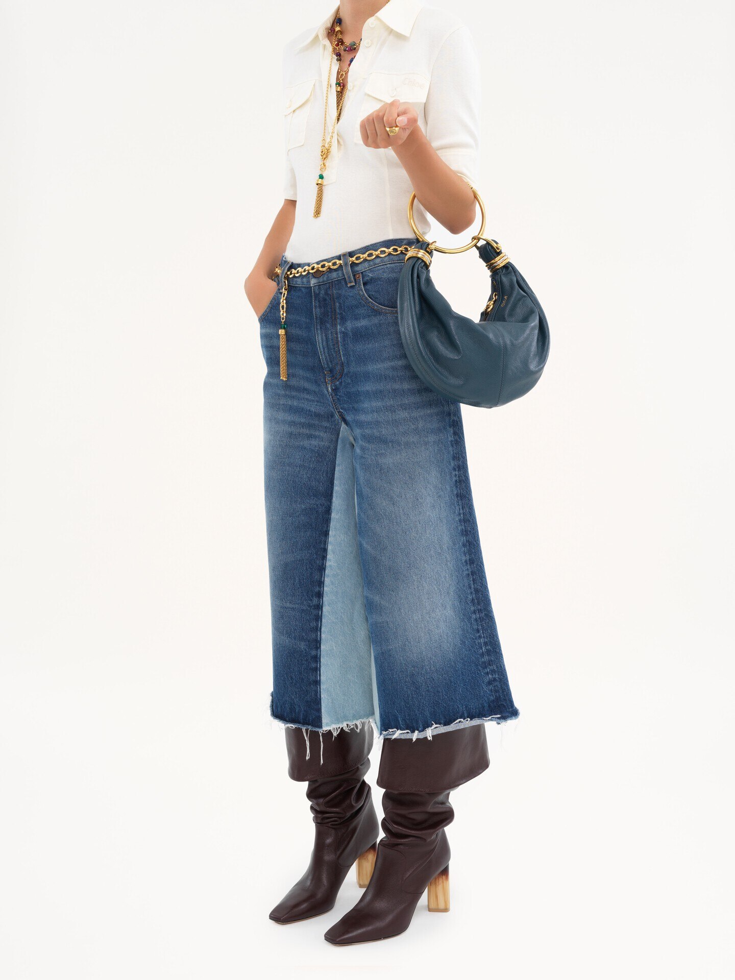 그레인드 가죽 스몰 Bracelet Hobo Bag - 8