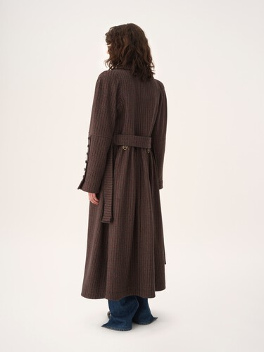 Double-breasted riding coat in houndstooth wool - 5