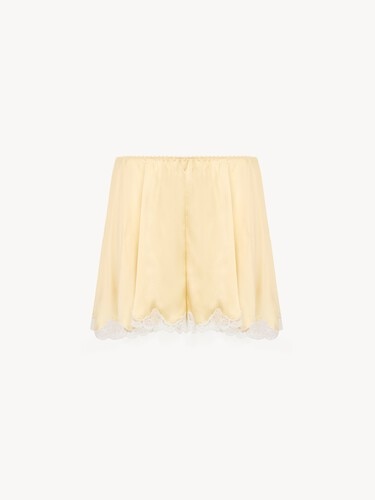 Fluid shorts in washed silk satin & lace - 2