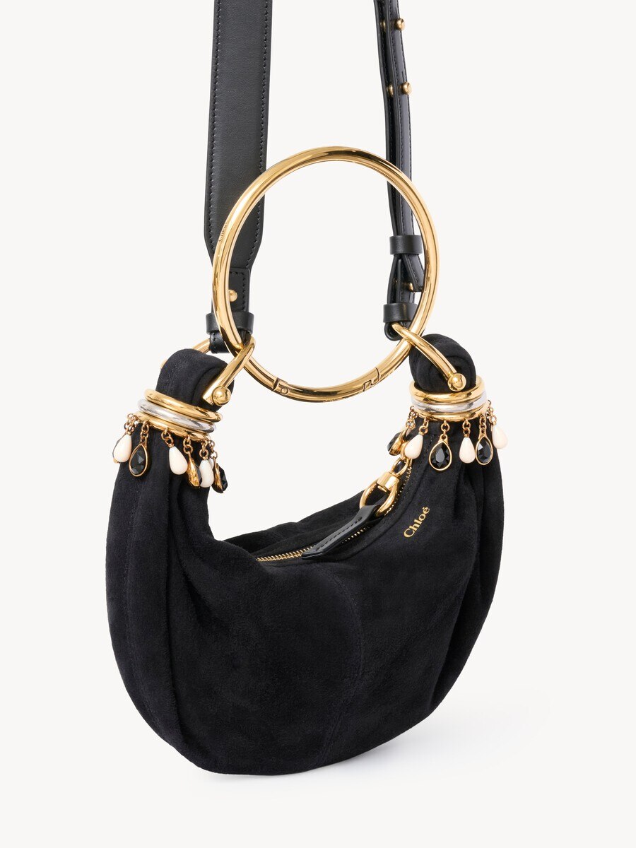 Mini Beaded Bracelet Hobo bag in suede leather - 3