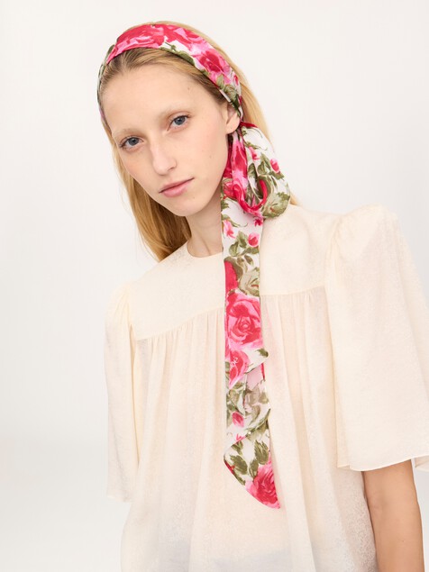 シルクジョーゼット製Chlo&eacute; Wild Flowers バンドゥ スカーフ