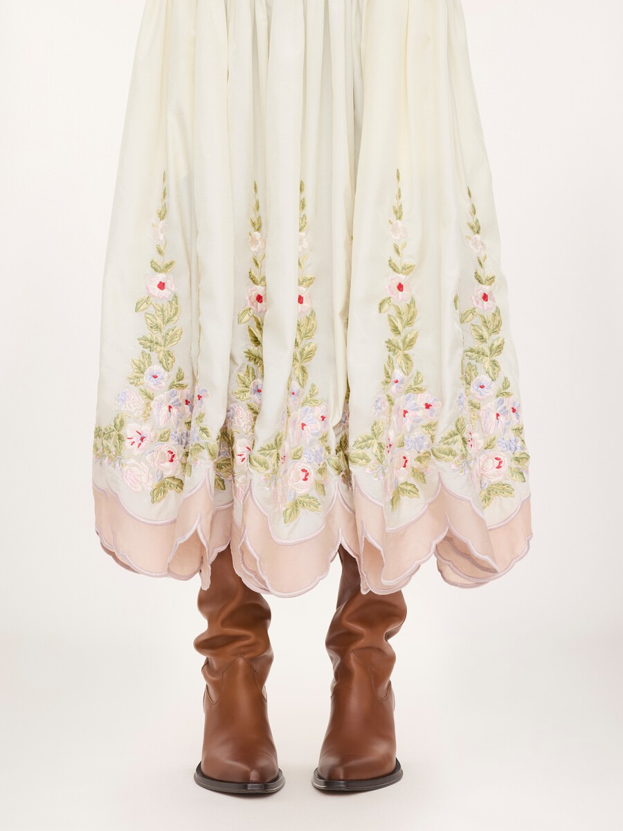 Gathered long skirt in technical taffeta - 8