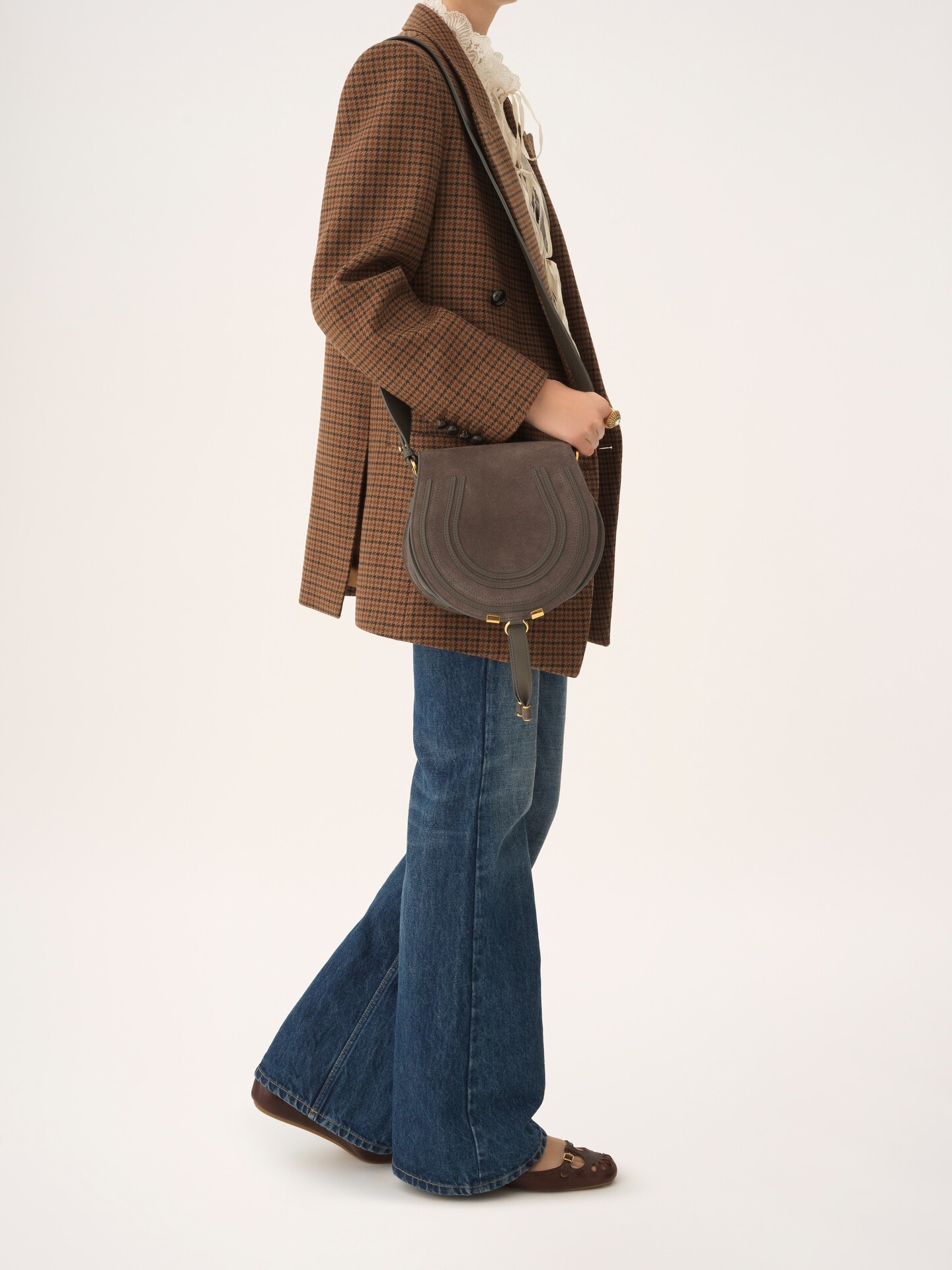Marcie saddle bag in suede leather - 9