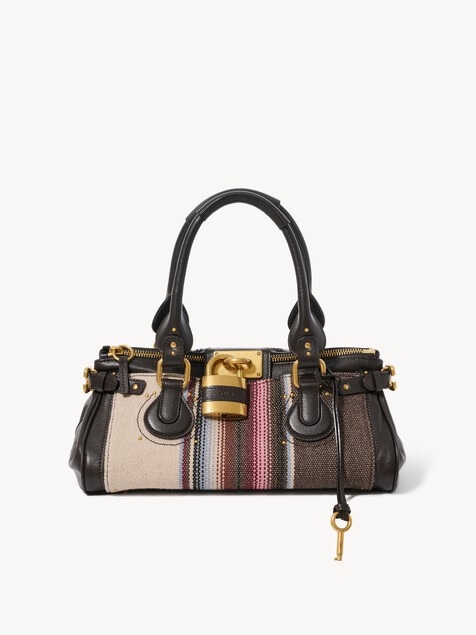 Bolso Paddington de tweed y cuero granulado