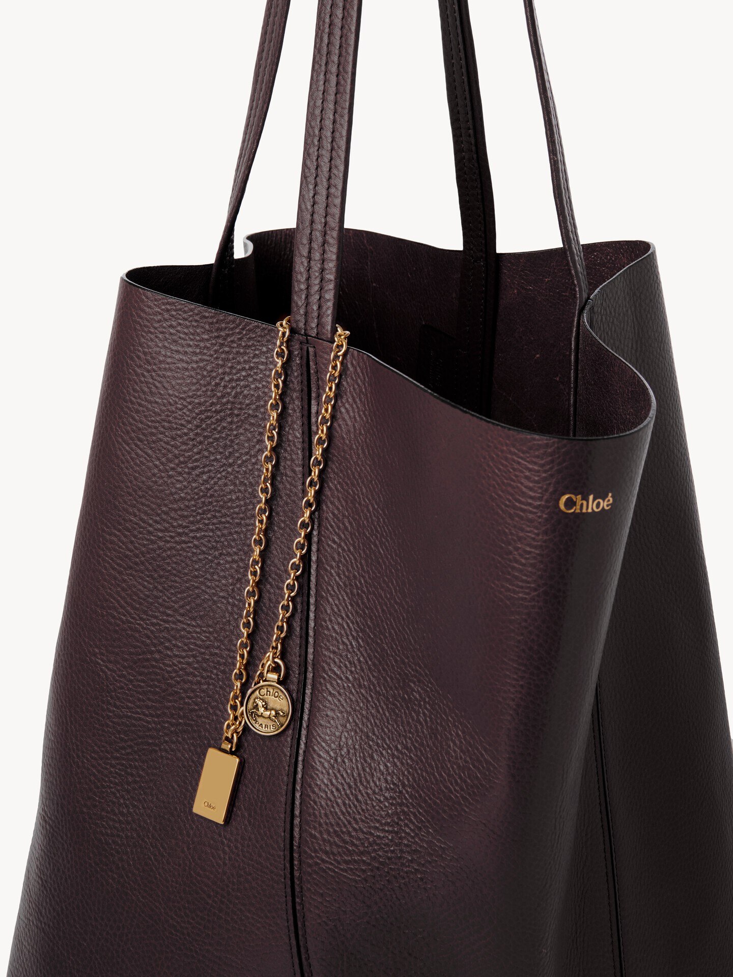 Large sac cabas Chlo&eacute; Spin en cuir grain&eacute; - 5.0