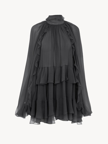 Minivestido capa de muselina de seda - 2