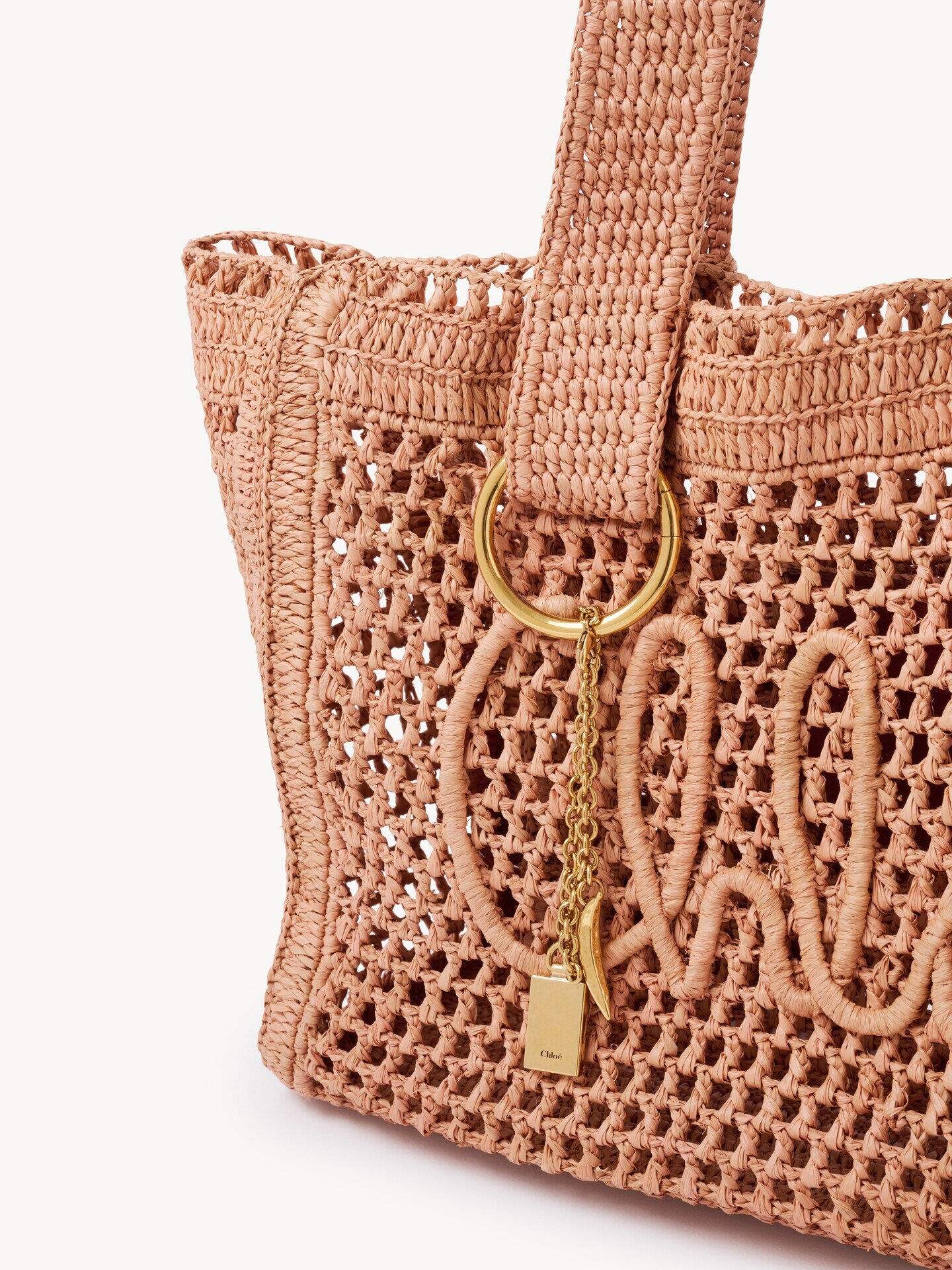 Summer Banana east-west tote bag in raffia - 7