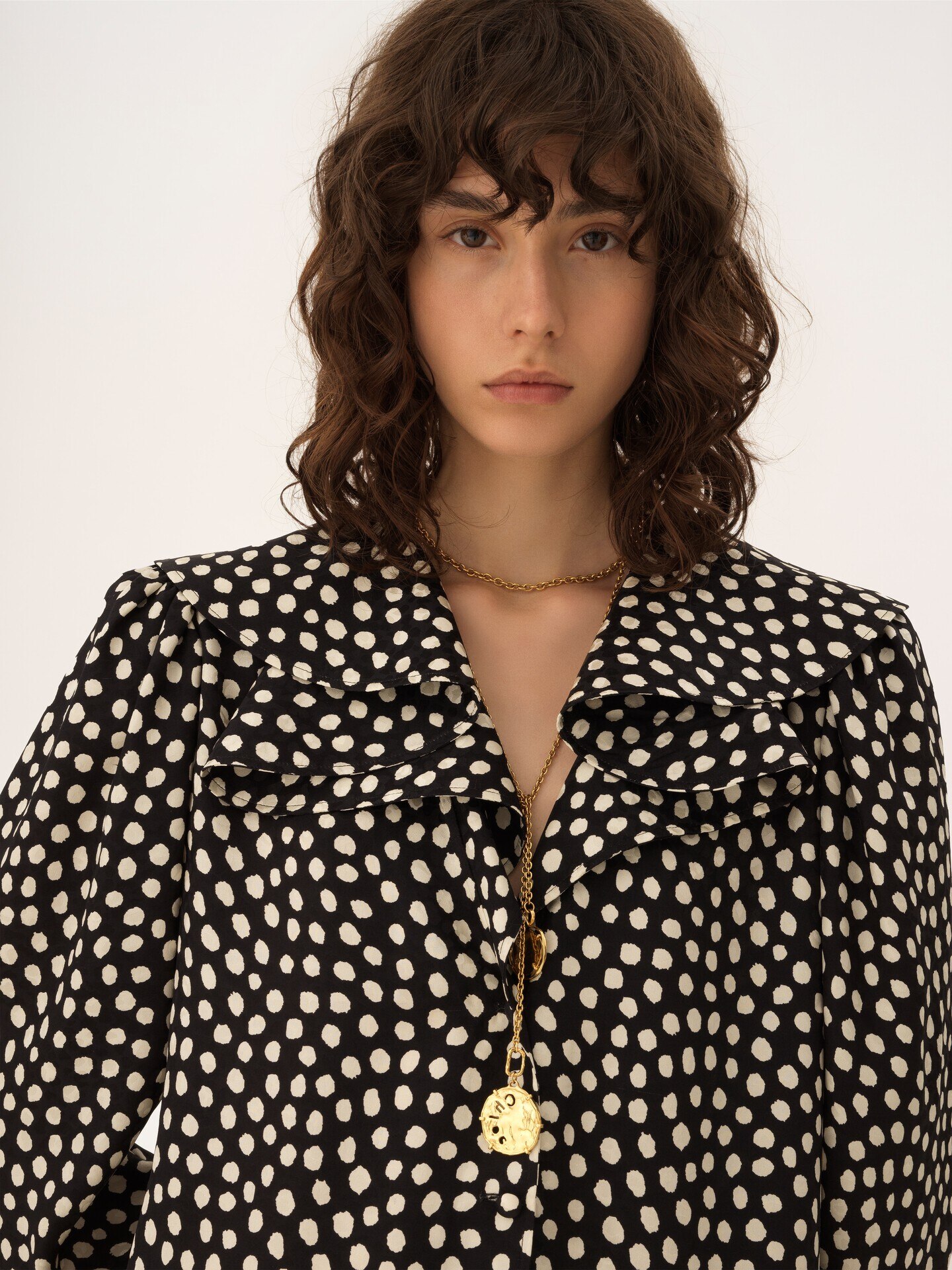 Minivestido de manga larga de jacquard de seda - 7