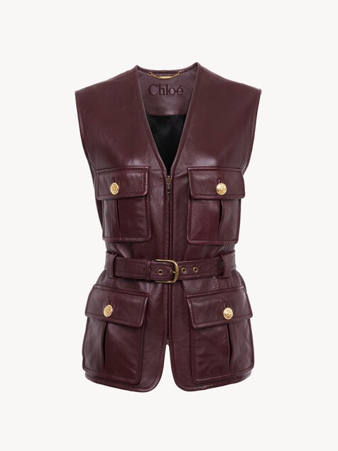 Utilitarian vest in leather