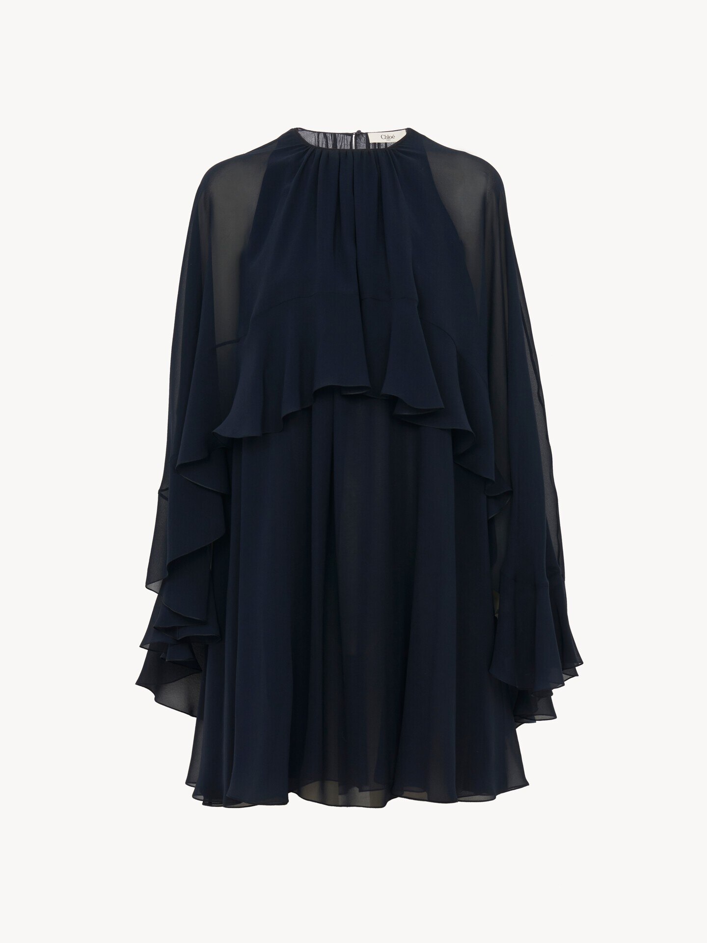 Mini cape dress in silk georgette - 2