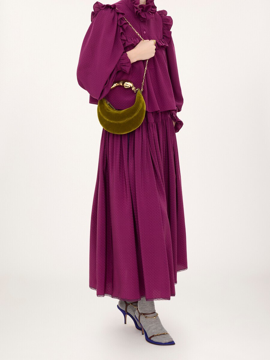 Small Chain Horse shoulder bag in velvet - 9