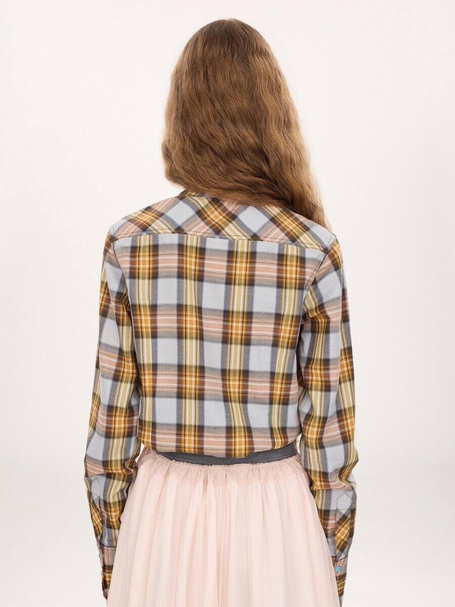 Lavalli&egrave;re shirt in check cotton & cupro - 7