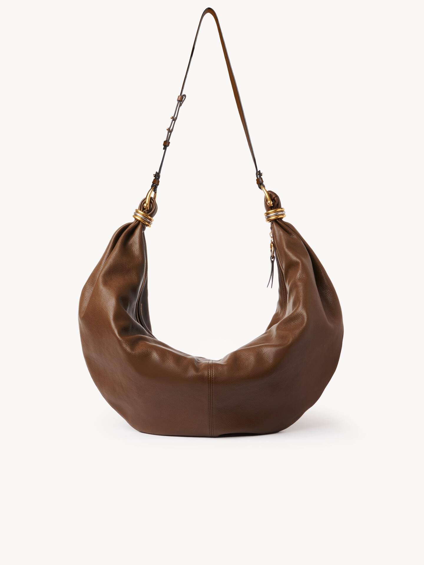 Large sac hobo Bracelet bag en cuir grain&eacute; - 6