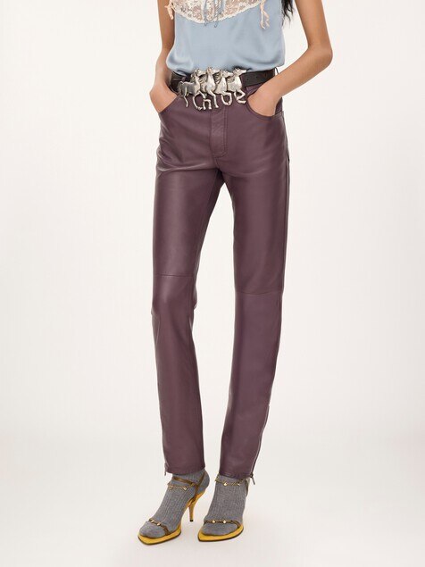 Slim trousers in leather
