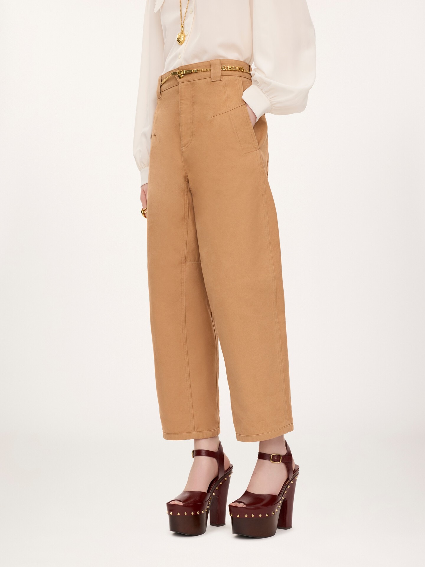 Barrel-leg trousers in cotton canvas  - 3.0