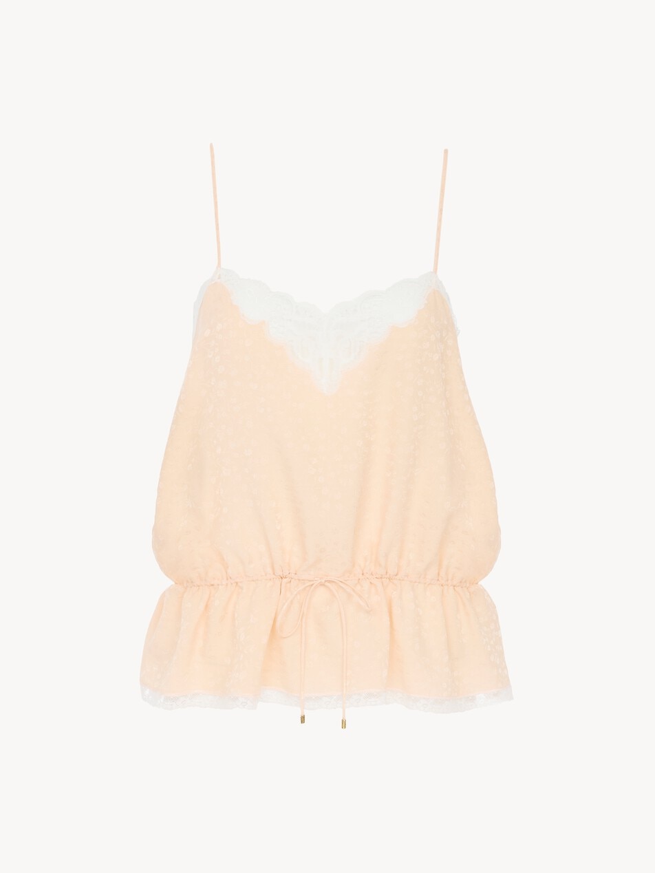 Camisole top in silk jacquard & lace - Packshot