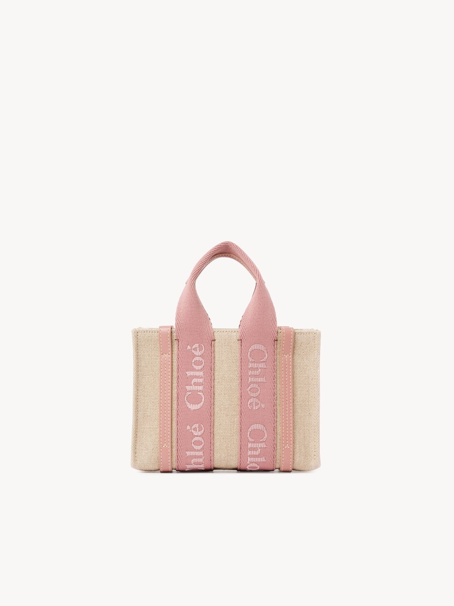 Mini Woody tote bag in linen - 5