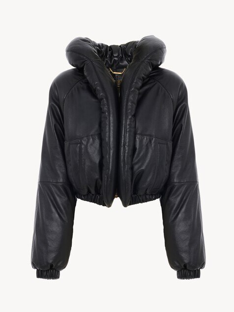 Kurze Steppjacke aus Leder