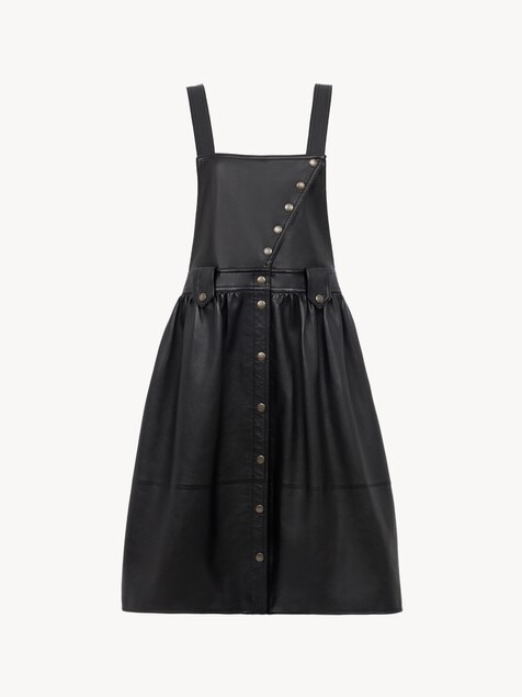 Apron midi dress in leather