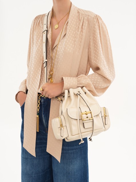 Sac seau Camera bag en cuir brillant