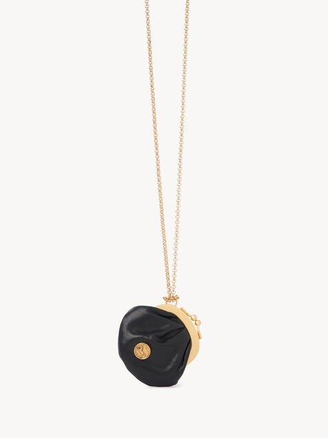 Micromonedero Horse Medal con collar de cuero granulado