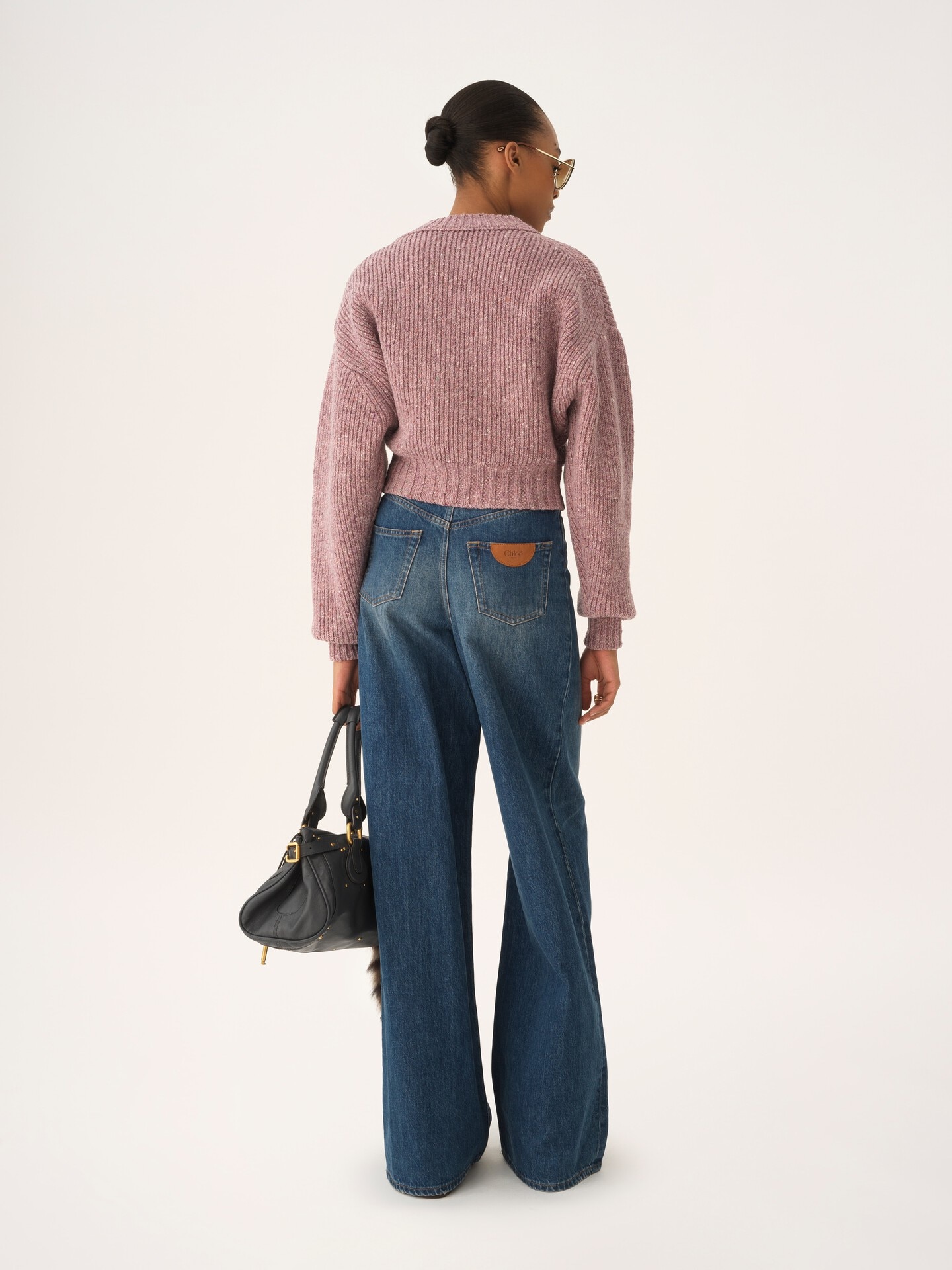 Cropped mock-neck sweater in a merino wool knit - 5