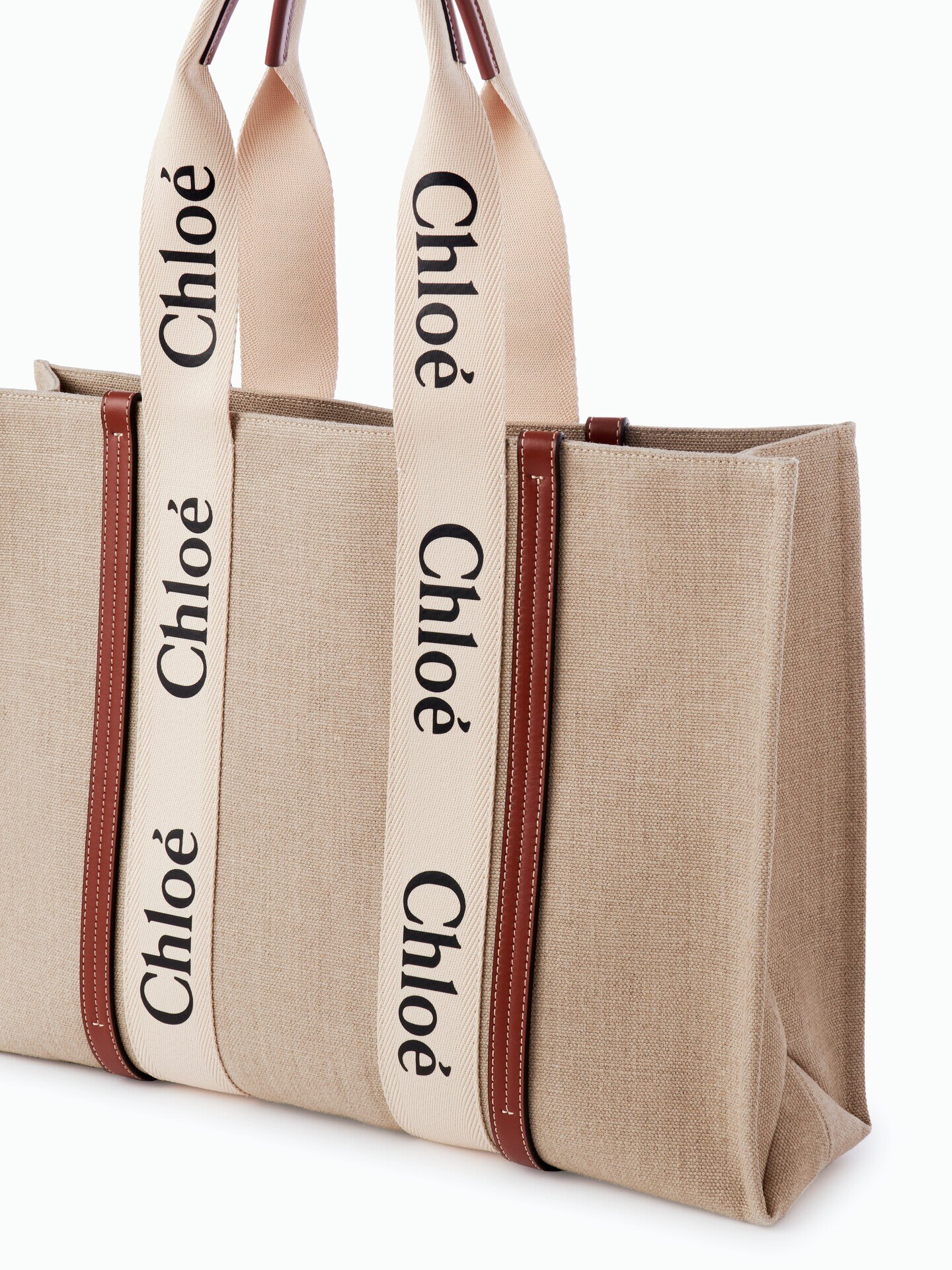 Large Woody tote bag in linen - 3.0