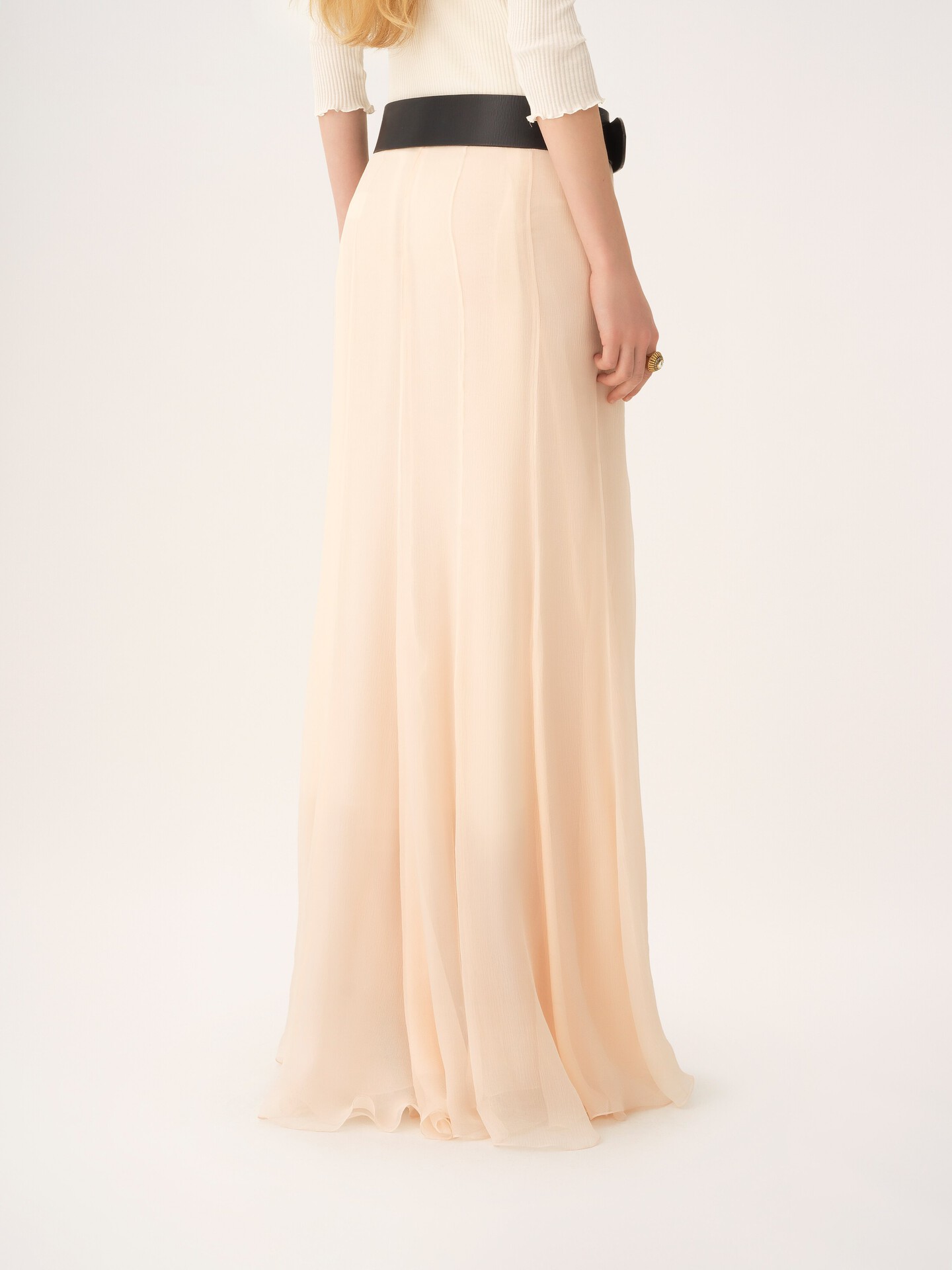 Fluid maxi skirt in silk mousseline - 7