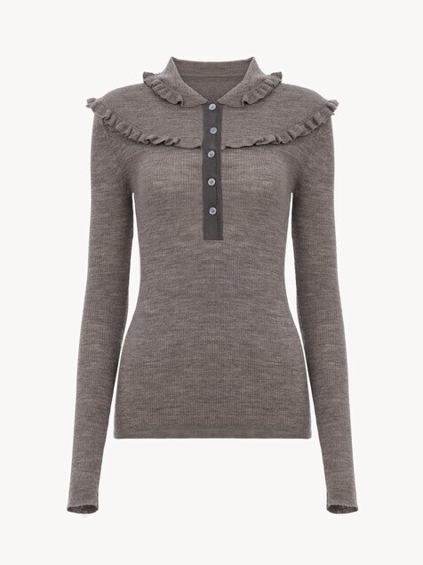 Top henley ajust&eacute; en maille de laine extrafine