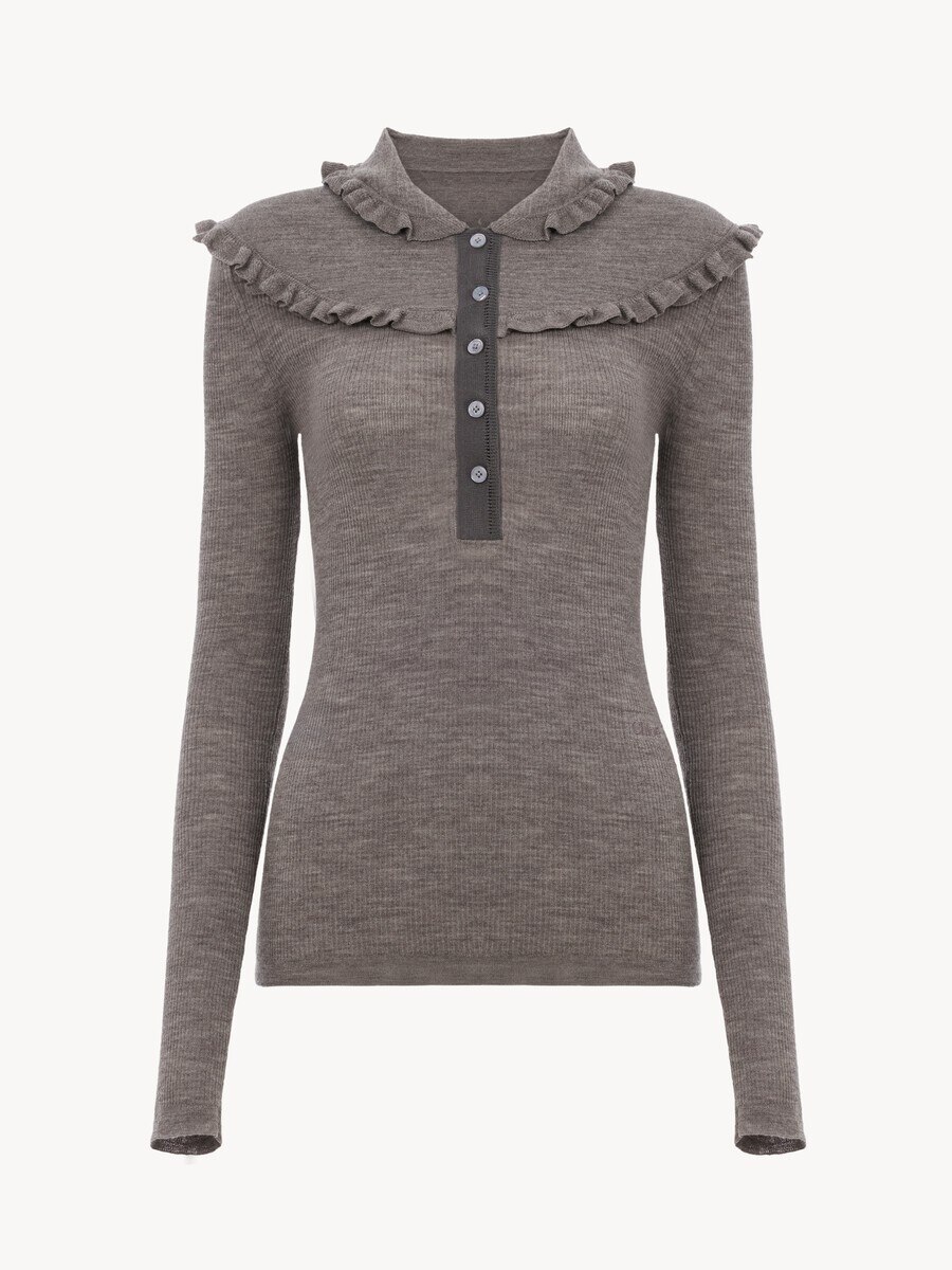 Fitted Henley shirt in a superfine wool knit - 2