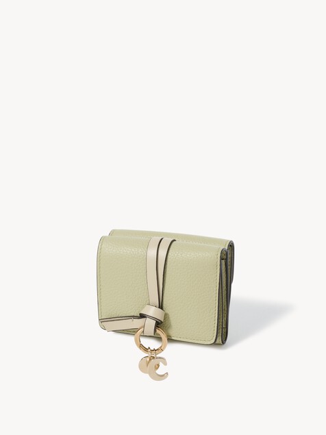 Mini Alphabet tri-fold in grained leather