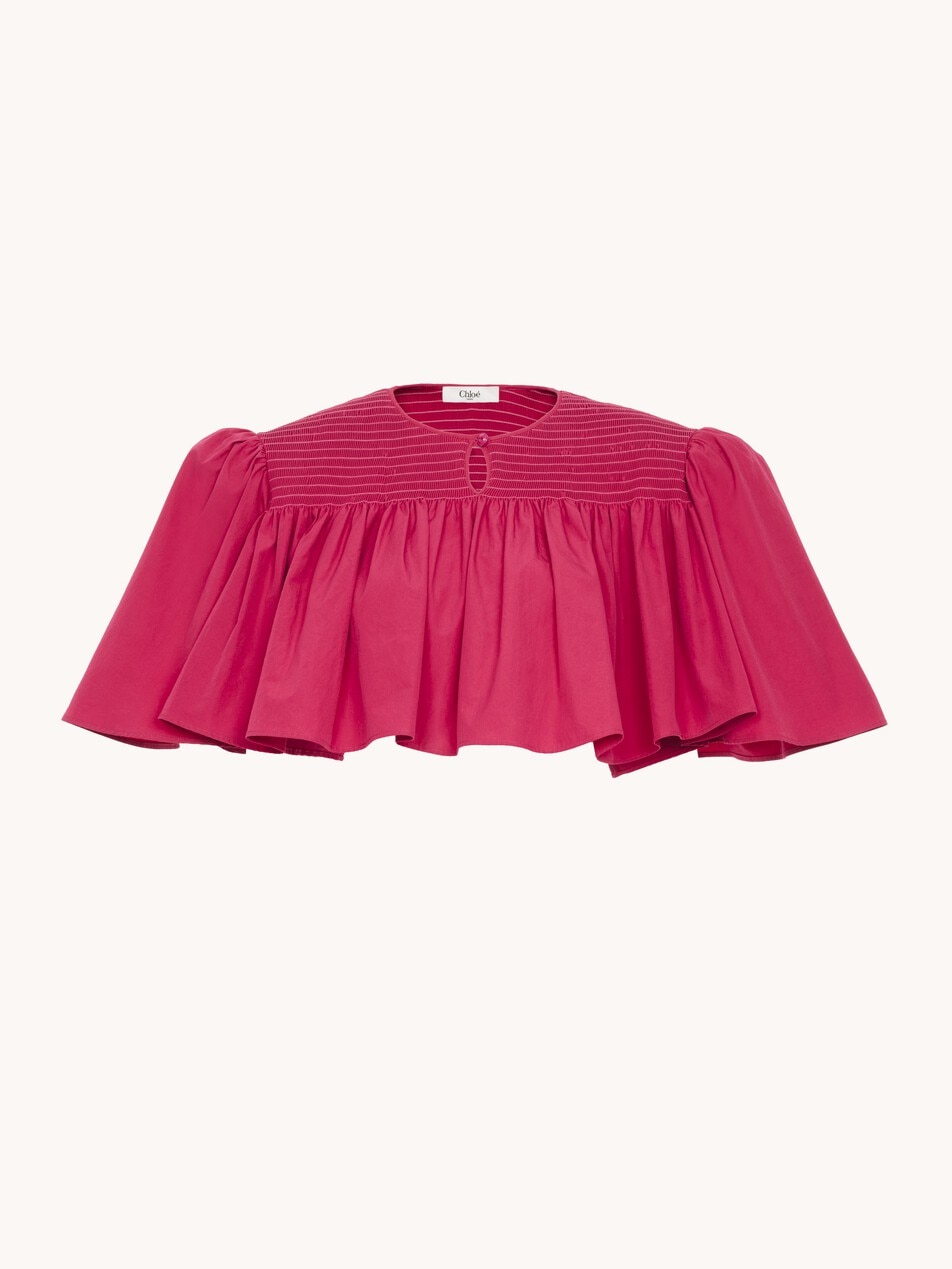 Gathered cropped top in cotton poplin - Packshot