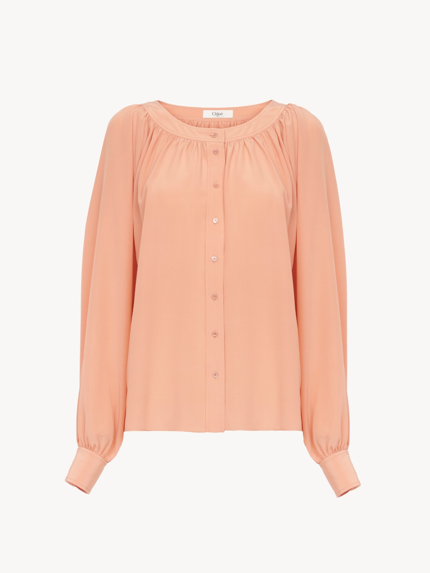 Scoop-neck blouse in cr&ecirc;pe de chine - 1