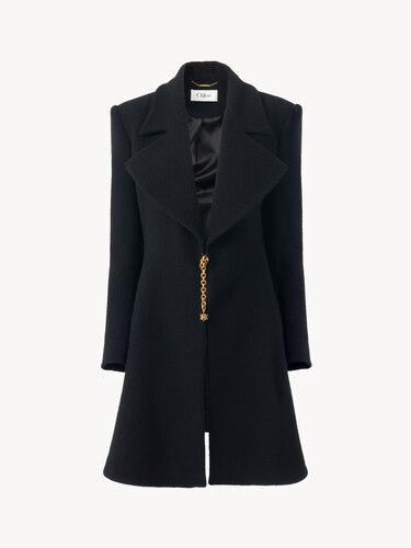 コート CHLOE BLACK WOOL COAT Riding coat in wool bouclette Black - Chloé