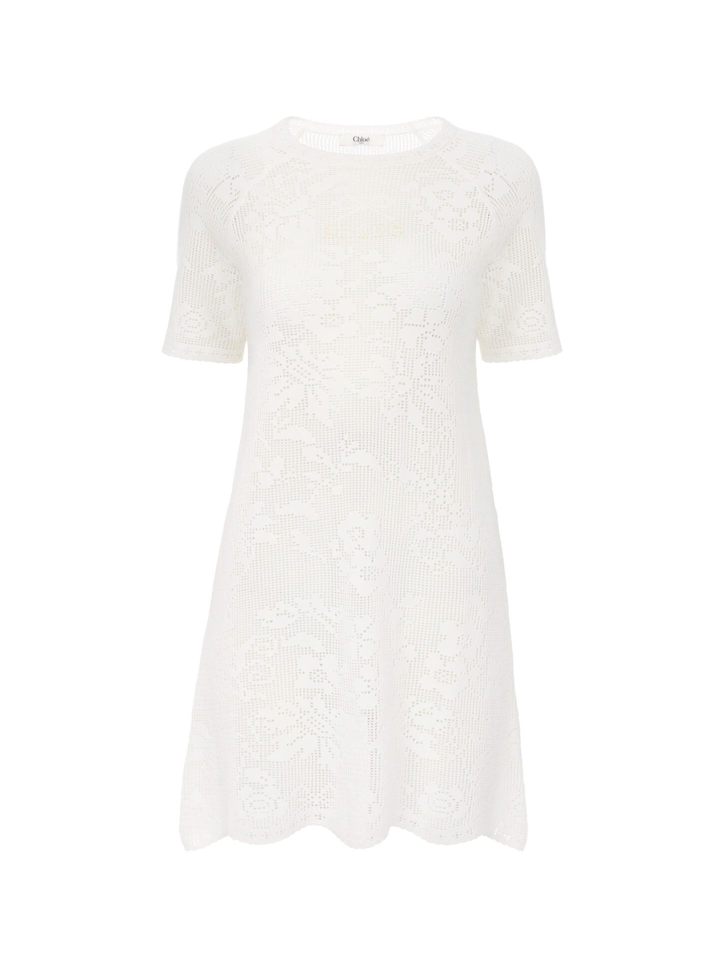 Short-sleeve fitted mini dress in a cotton knit