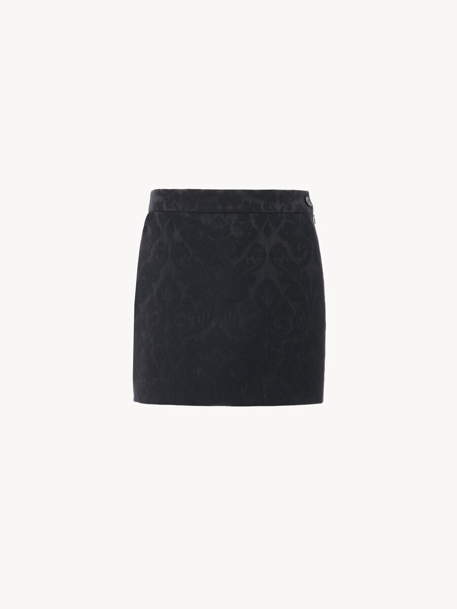 Mini jupe droite en jacquard de laine m&eacute;lang&eacute;e - 2