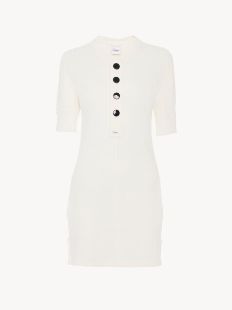 K&ouml;rpernahes Henley-Minikleid aus Baumwolljersey