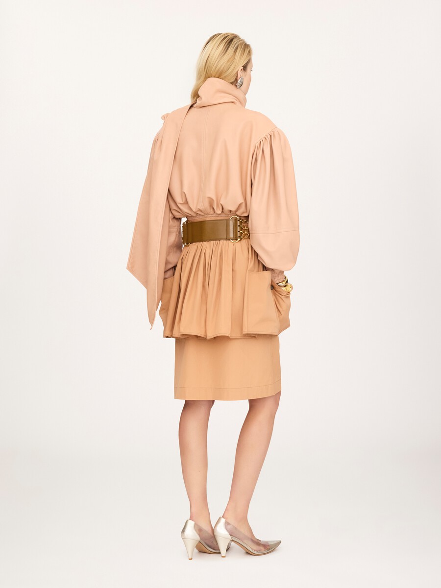 Cropped scarf jacket in leather - 5