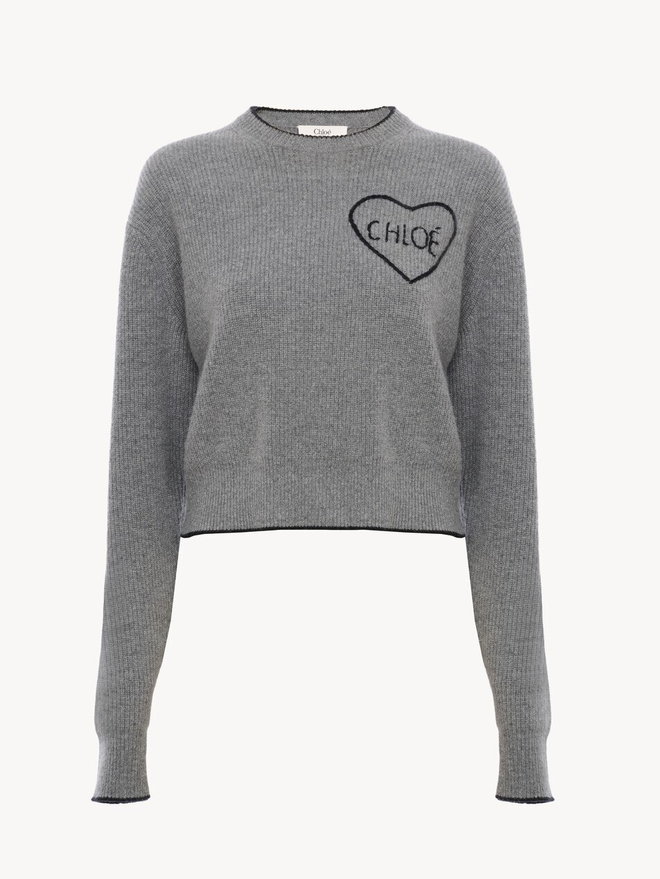 Cropped fitted logo sweater in a wool knit - Packshot