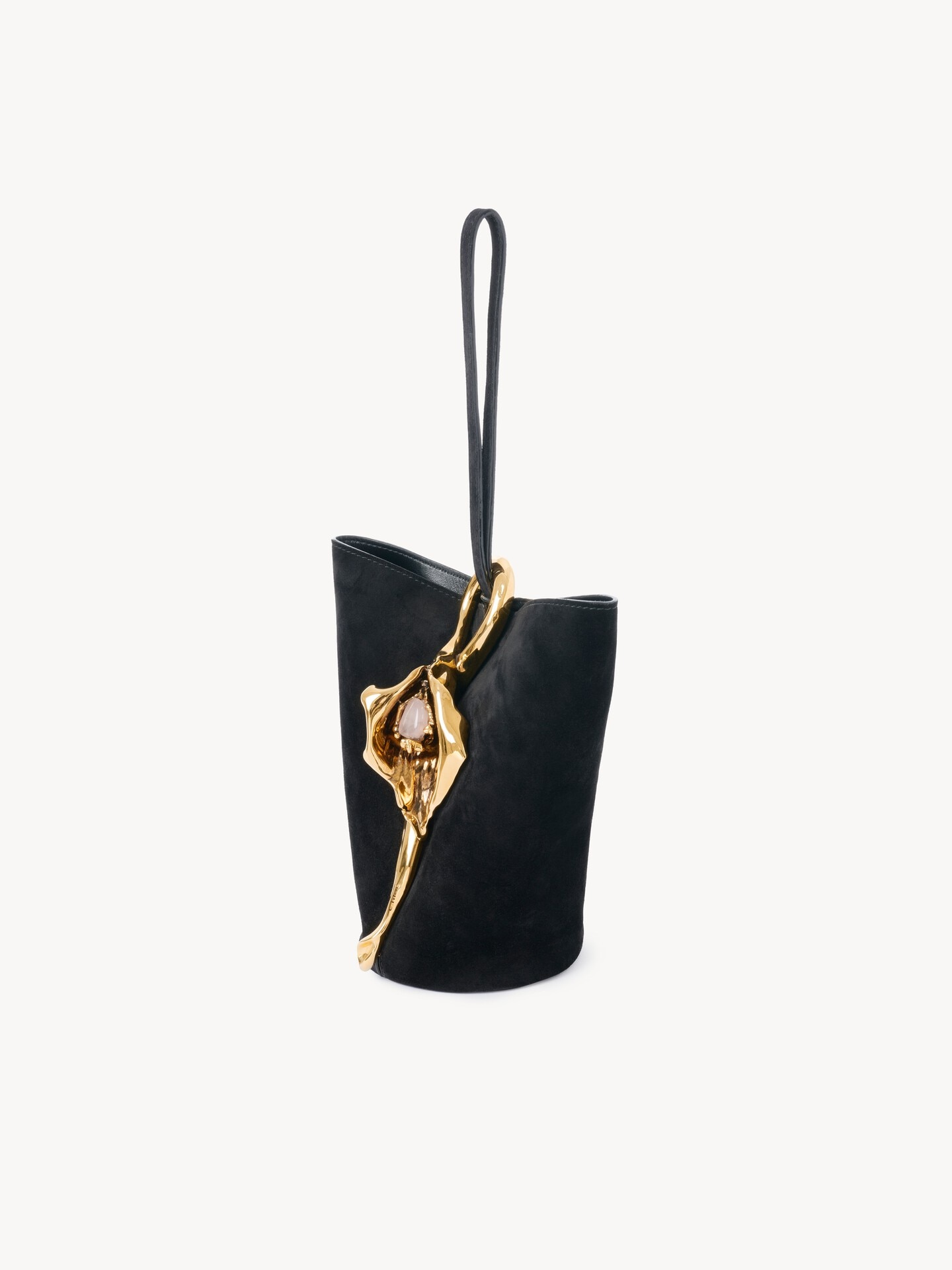 Small Eden Treasures wristlet bucket bag in suede leather - 3.0