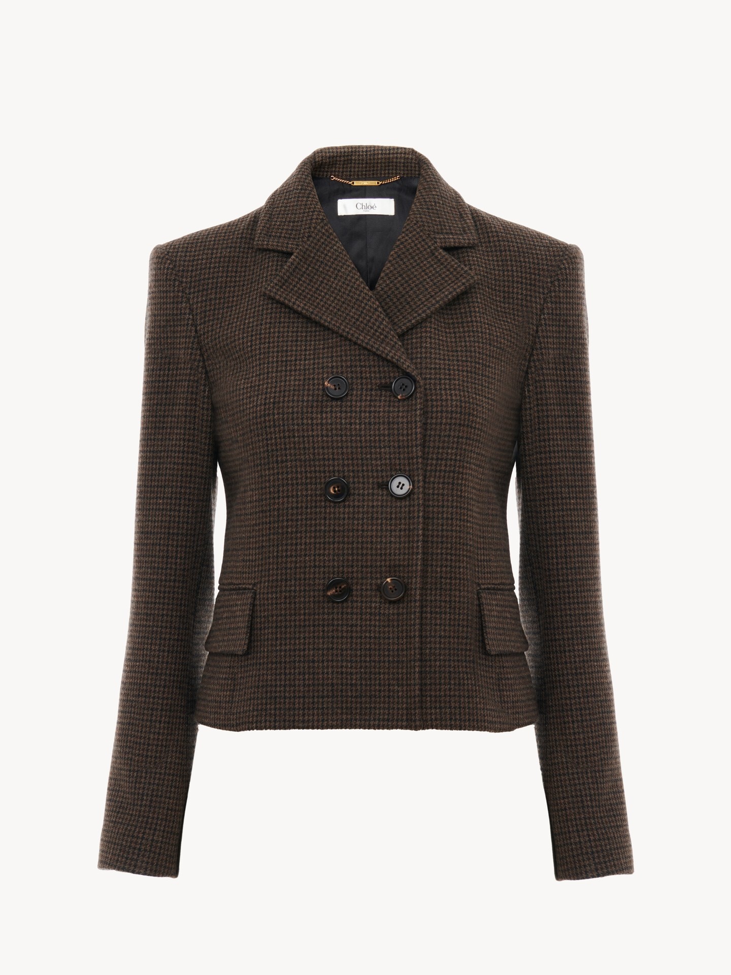 Double-breasted fitted jacket in houndstooth wool - 2